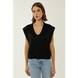 Veste tip pulover - scurta - decolteu in V - negru - acril/poliester imagine