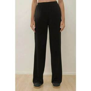 Pantaloni dama - cu talie elastica - negru - poliester si elastan imagine