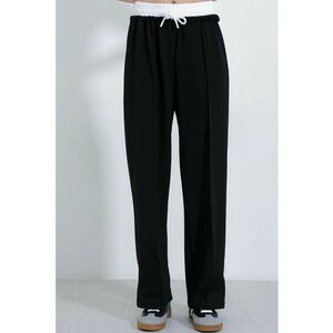 Pantaloni - HiCCUP - texturati - crop - picior lat - negru - poliester-lycra imagine