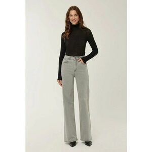 Blugi dama - talie inalta - croiala larga - denim - gri imagine