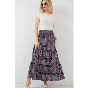 Fusta maxi HiCCUP cu model - albastru si roz - viscoza imagine