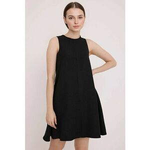 Rochie mini HiCCUP texturata - decolteu rotund - inchidere cu fermoar - negru - textil imagine