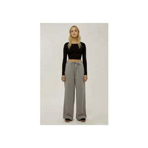Pantaloni sport dama - talie inalta - croiala larga - poliester - Gri - Gri imagine
