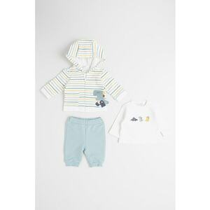 Set de imbracaminte cu gluga - 3 piese - Galben/Verde pal/Alb murdar imagine