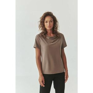 Bluza din amestec de modal cu decolteu drapat Luca - Maro taupe imagine
