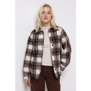 Jacheta-camasa din flanel cu model in carouri - Alb/Negru/Rosu stins imagine