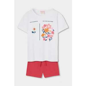 Set de tricou de bumbac cu pantaloni scurti - Rosu/Alb imagine