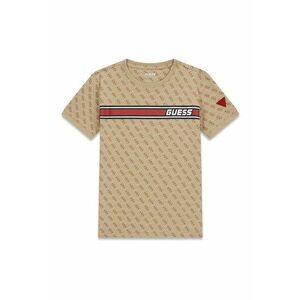 Tricou din amestec de bumbac cu model monograma - Maro nisip imagine