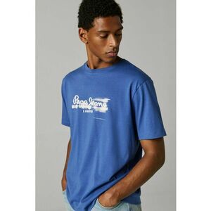 Tricou din bumbac cu logo - Alb/Albastru safir imagine