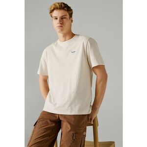 Tricou din bumbac cu logo brodat discret Connor - Alb fildes imagine