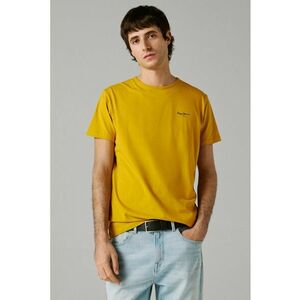 Tricou din amestec de bumbac cu logo - Galben miere imagine