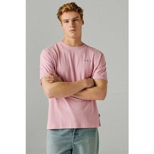 Tricou din bumbac cu logo brodat discret Connor - Roz pastel imagine