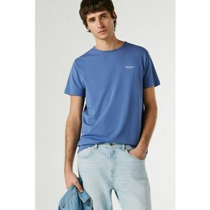 Tricou din amestec de bumbac cu logo - Albastru safir imagine