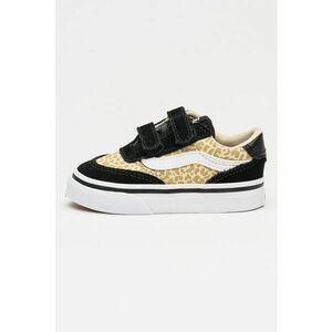 Tenisi Brooklyn cu inchidere velcro si piele intoarsa - Negru/Bej imagine
