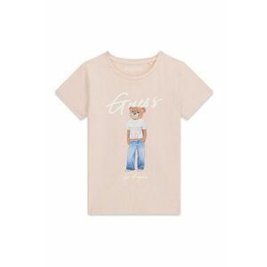 Tricou cu logo si imprimeu cu ursulet - Alb/Bej imagine