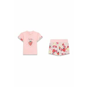 Set de tricou si pantaloni scurti - Rosu/Alb/Roz imagine