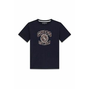 Tricou cu decolteu rotund si logo - Bleumarin imagine