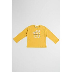 Bluza de bumbac cu decolteu la baza gatului - Galben mustar imagine