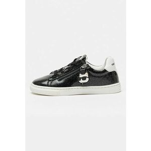 Pantofi sport din piele cu particule stralucitoare - Alb/Negru imagine