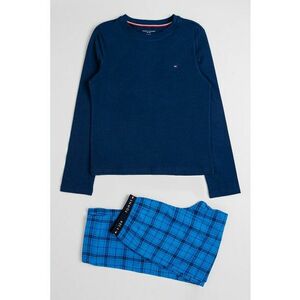 Pijama cu pantaloni din flanel cu model in carouri - Albastru imagine