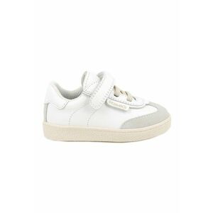 Pantofi sport din piele cu inchidere velcro si garnituri din piele intoarsa - Alb/Gri deschis imagine