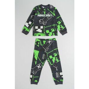 Pijama din bumbac cu model Minecraft - Negru/Verde electric imagine