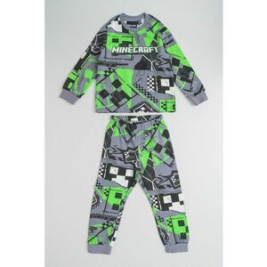 Pijama din bumbac cu model Minecraft - Negru/Verde neon/Gri inchis imagine