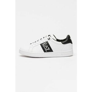 Pantofi sport din piele cu logo si model unisex - Negru/Alb optic imagine