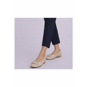Balerini dama - M480011B crem - piele naturala - toc - Crem imagine