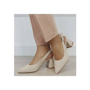 Pantofi bej cu model tricotat H8-1167 01 19519 - Bej imagine