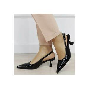 Pantofi negri de lac cu toc mic 5552 01 19562 - Negru imagine