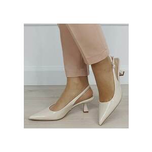 Pantofi bej de lac cu toc mic 5552 01 19556 - Bej imagine