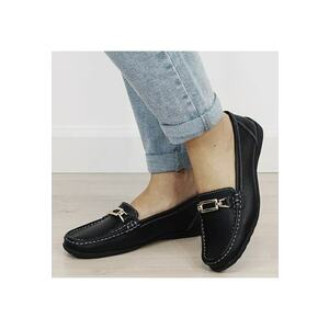 Mocasini negri de tip loafers din piele naturala 0511 01 19444 - Negru imagine