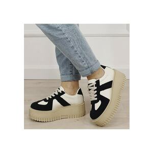 Sneakers bej/negru cu platforma 8979 M3 19394 - Bej imagine