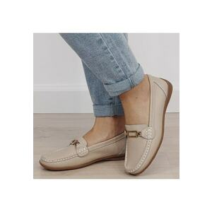 Mocasini bej de tip loafers din piele naturala 0511 01 19436 - Bej imagine