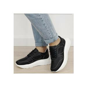 Sneakers negri piele naturala Veronica M4 19252 - Negru imagine