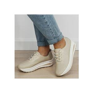 Sneakersi bej perforati din piele naturala 5122 M2 19255 - Bej imagine