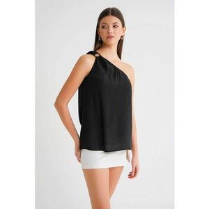 Top asimetric - negru - textil - Negru imagine