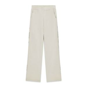Pantaloni din amestec de modal cu imprimeu text lateral - Alb fildes imagine