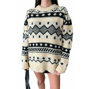 Pulover dama - supradimensionat - bej - tricot - imagine