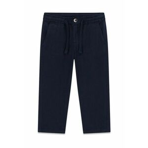 Pantaloni din amestec de lyocell si in - Albastru ultramarin imagine