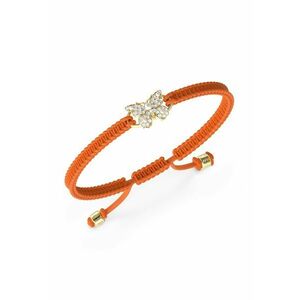 Bratara cu nod glisant si talisman fluture - Rosu/Auriu imagine