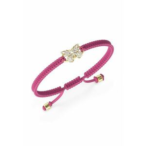 Bratara cu nod glisant si talisman fluture - Auriu/Fucsia imagine