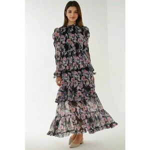 Rochie maxi - imprimeu floral - multicolor - textil imagine