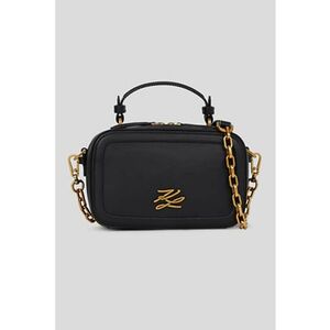 Geanta crossbody de piele cu logo - Negru imagine