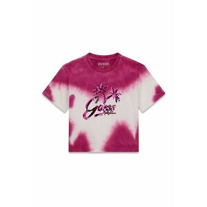 Tricou cu model tie-dye si imprimeu logo cu paiete - Alb/Visiniu imagine