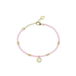 Bratar cu zirconia si talisman logo - Auriu/Roz imagine