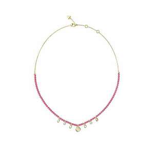 Colier cu pandantive cu cristale - Auriu/Fucsia imagine