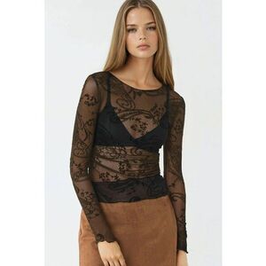 Bluza dama mulata - cu maneca lunga - imprimeu - negru - poliester-elastan imagine