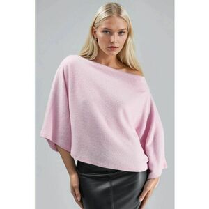 Bluza tricotata dama decolteu barca - roz pudrat - poliester-viscoza-elastan imagine